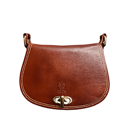 Borsa a tracolla in pelle color cognac