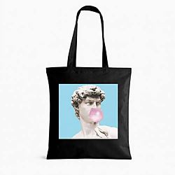 Borsa Tote David Bubble Gum Art in Canvas Nero