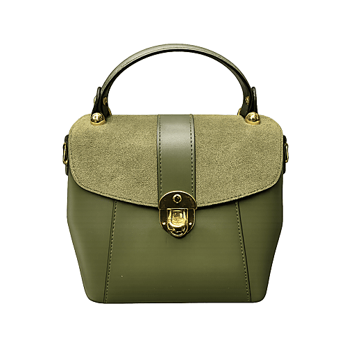 Elegante borsa in pelle verde oliva
