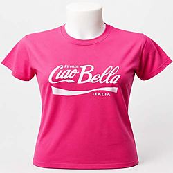 T-shirt Grafica Fashion Ciao Bella Firenze Rosa Fluo