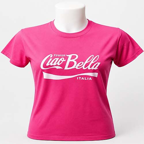 T-shirt Grafica Fashion Ciao Bella Firenze Rosa Fluo