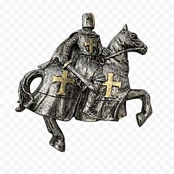 Statua del Cavaliere Crociato Medievale a Cavallo