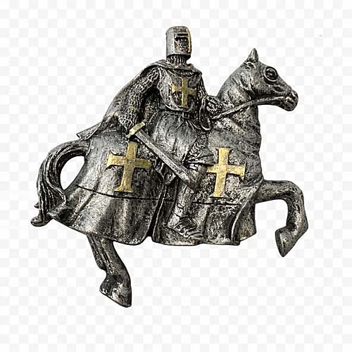 Statua del Cavaliere Crociato Medievale a Cavallo