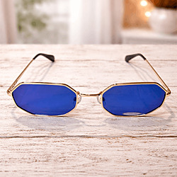 Occhiali da sole ottagonali con lenti blu