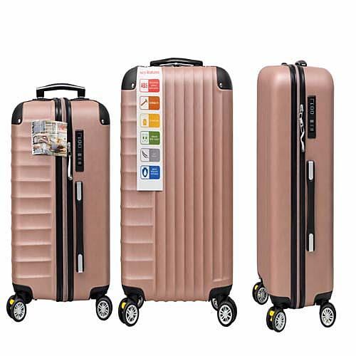 Valigia Premium in ABS con Scocca Rigida Spinner Rosa Oro