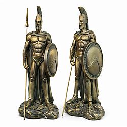 Statua del Guerriero Spartano Figurina in Bronzo Soldato Greco