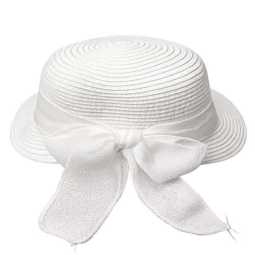 Cappello di paglia con fiocco bianco