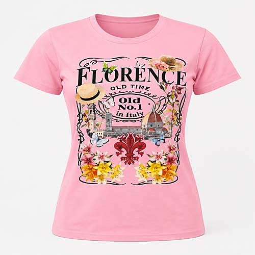 Stile Stampa Vintage Firenze Italia Top Casual
