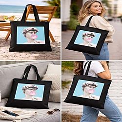 Borsa Tote David Bubble Gum Art in Canvas Nero