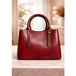 Elegante borsa in pelle bordeaux
