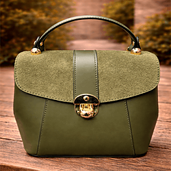 Elegante borsa in pelle verde oliva