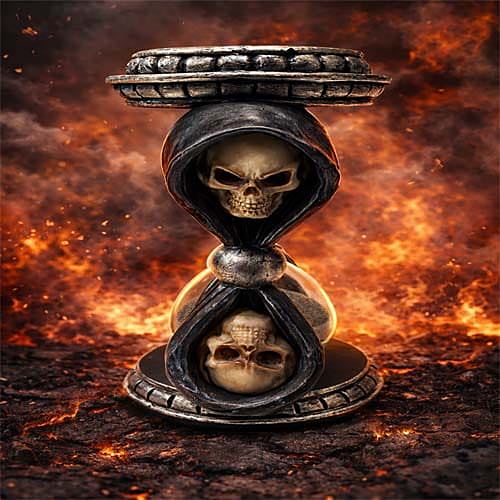Decorazione Timer di Sabbia Teschio Gotico con Faccina della Morte