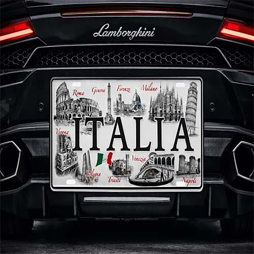 Targa da Viaggio Vintage Italia - Decor Wall con Monumenti Italiani