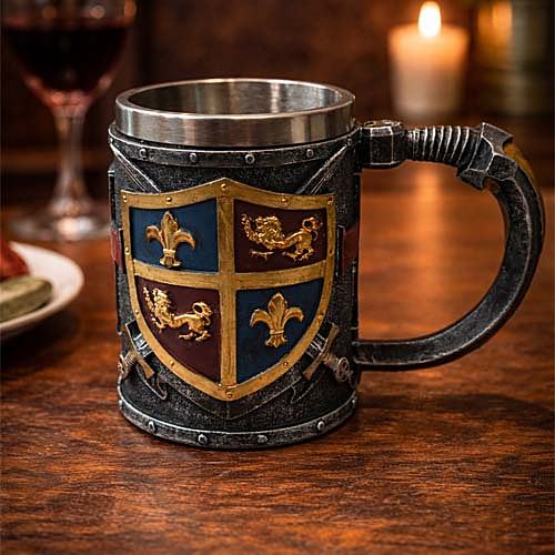 Tazza medievale con scudo araldico