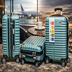 Valigia da viaggio rigida teal con ruote girevoli