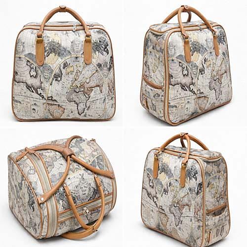 Borsa da Viaggio Retro Mappa del Mondo Vintage