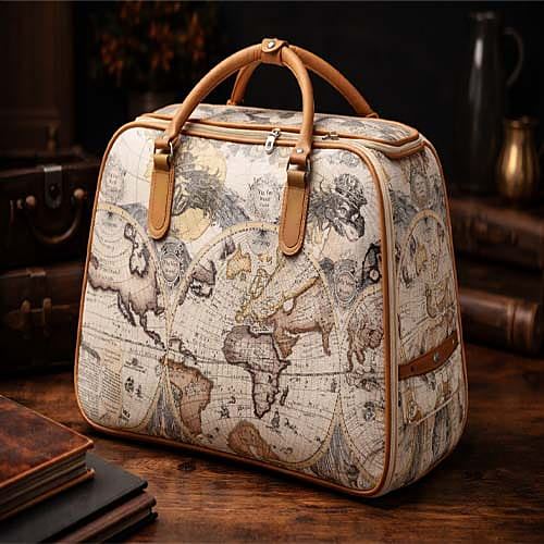 Borsa da Viaggio Retro Mappa del Mondo Vintage