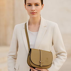 Elegant Olive Leather Flap Shoulder Handbag
