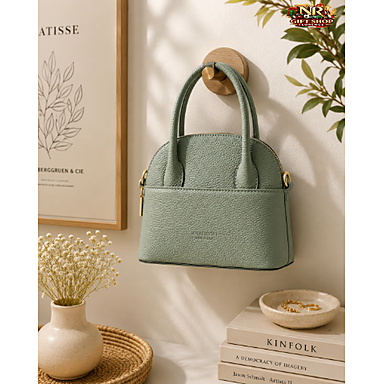 Borsa a Mano in Vera Pelle Verde Salvia