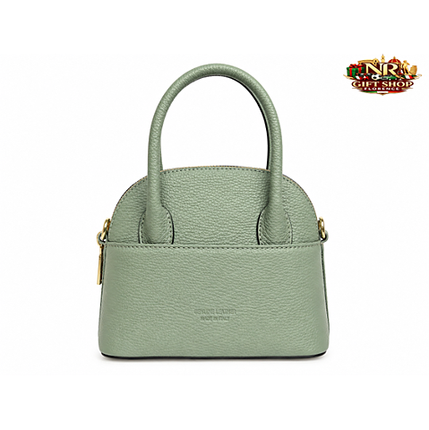 Borsa a Mano in Vera Pelle Verde Salvia