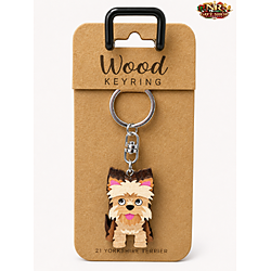 Portachiavi in Legno con Ciondolo Yorkshire Terrier