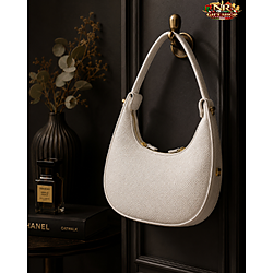 Borsa a spalla a mezzaluna bianca elegante
