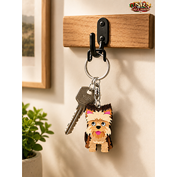 Portachiavi in Legno con Ciondolo Yorkshire Terrier