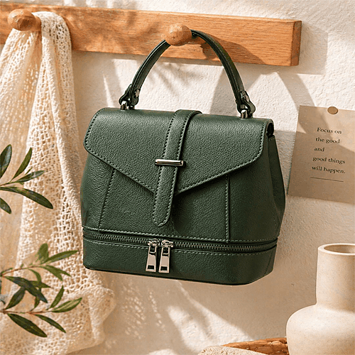 Borsa a Mano in Pelle Verde Premium