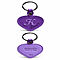 Portachiavi in pelle italiana vintage a forma di cuore viola