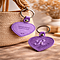 Portachiavi in Pelle Italiana Vintage a Forma di Cuore Viola