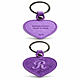 Portachiavi in Pelle Italiana Vintage a Forma di Cuore Viola