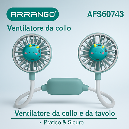 Ventilatore da Collo Ricaricabile Doppia Testa